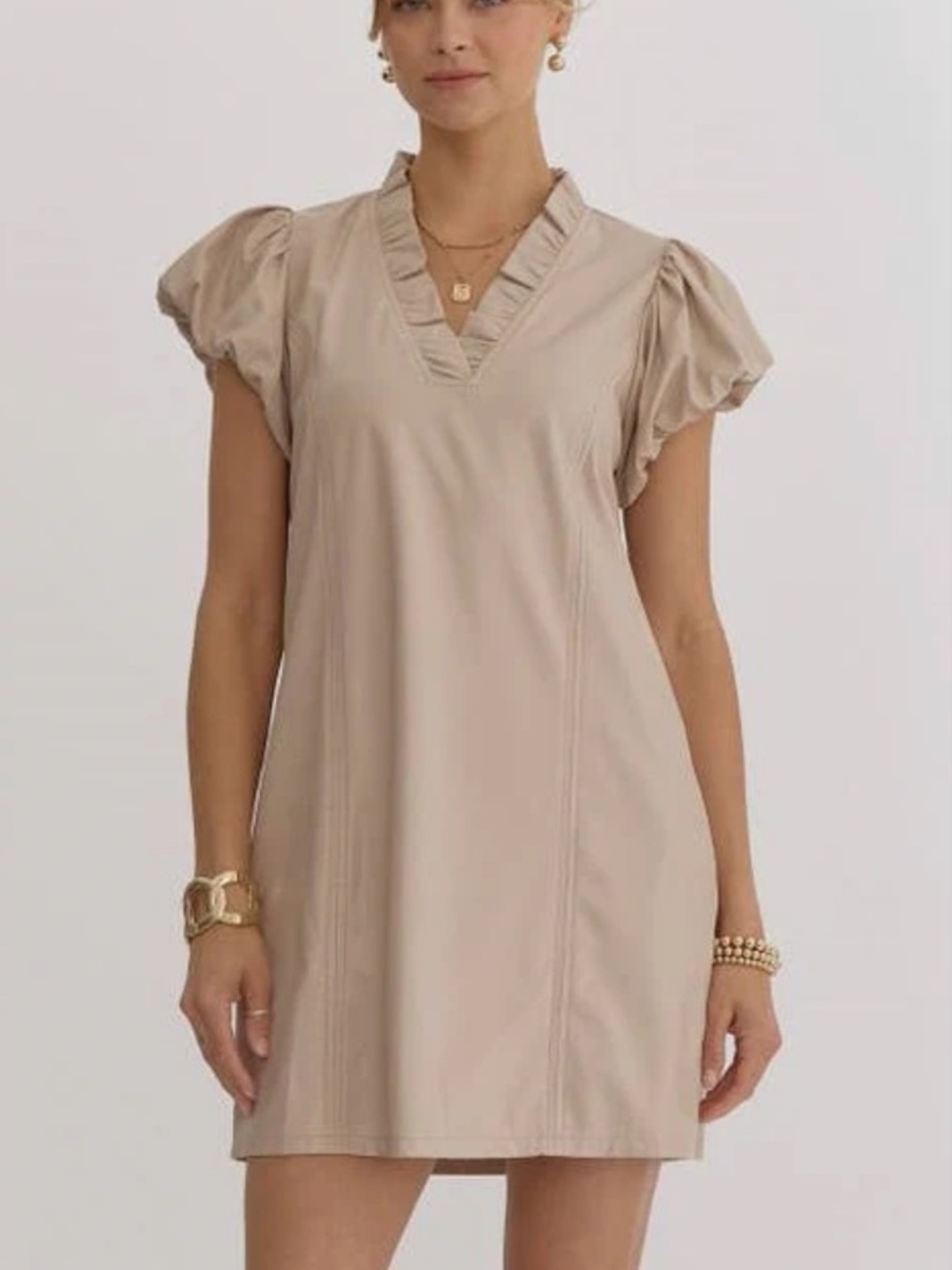 ENTRO Faux Leather Khaki Dress Boutique NWT Large
